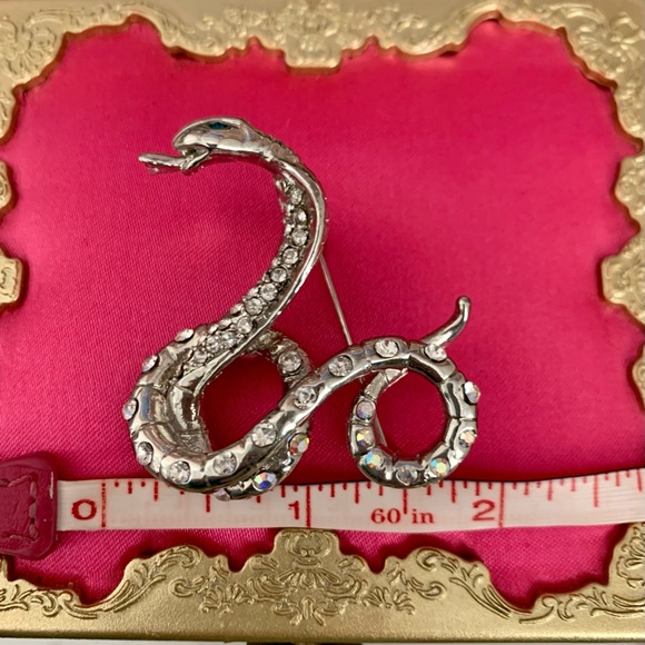 Silver Rhinestone Snake Cobra Brooch EUC - Picture 6 of 8